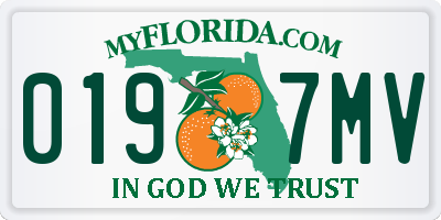 FL license plate 0197MV