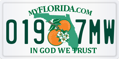 FL license plate 0197MW
