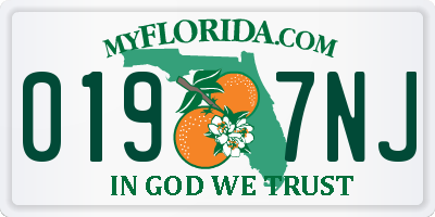 FL license plate 0197NJ