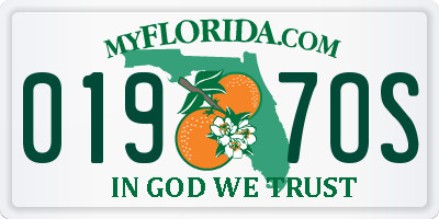 FL license plate 0197OS