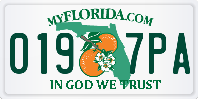FL license plate 0197PA