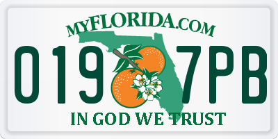 FL license plate 0197PB