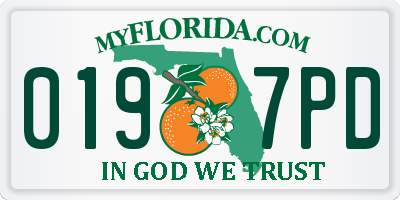 FL license plate 0197PD