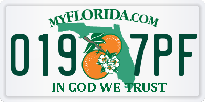 FL license plate 0197PF