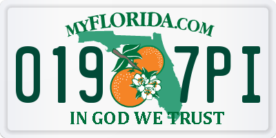 FL license plate 0197PI