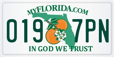 FL license plate 0197PN