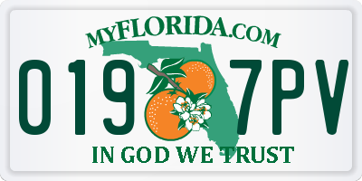FL license plate 0197PV