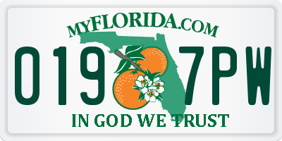 FL license plate 0197PW