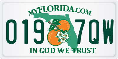 FL license plate 0197QW