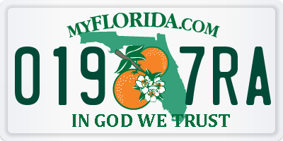FL license plate 0197RA