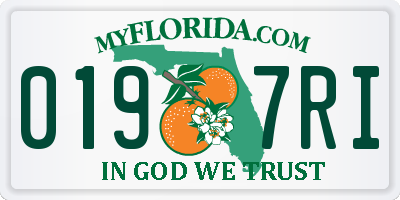 FL license plate 0197RI
