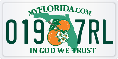 FL license plate 0197RL