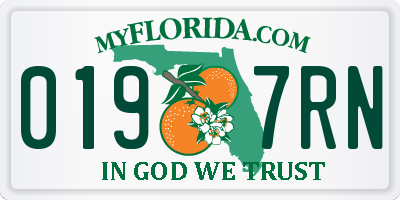 FL license plate 0197RN