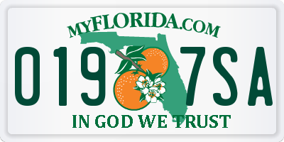 FL license plate 0197SA