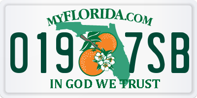 FL license plate 0197SB