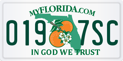 FL license plate 0197SC