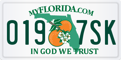 FL license plate 0197SK