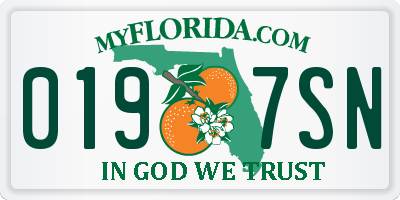 FL license plate 0197SN