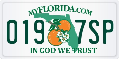 FL license plate 0197SP