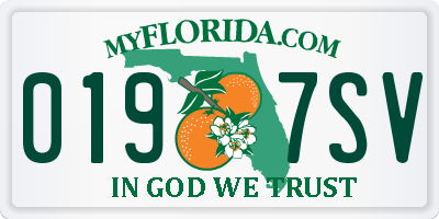FL license plate 0197SV
