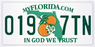 FL license plate 0197TN