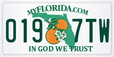 FL license plate 0197TW