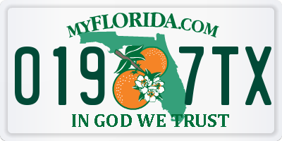 FL license plate 0197TX