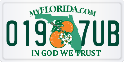 FL license plate 0197UB