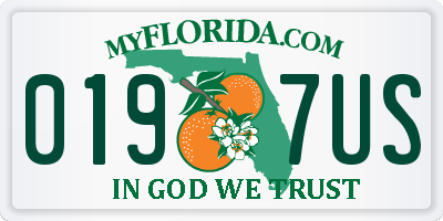 FL license plate 0197US