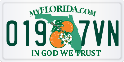 FL license plate 0197VN