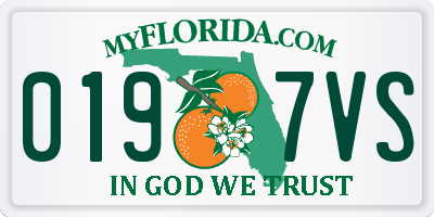 FL license plate 0197VS