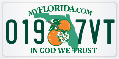 FL license plate 0197VT