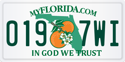 FL license plate 0197WI