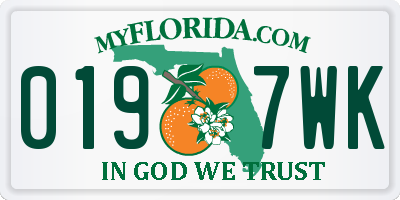 FL license plate 0197WK