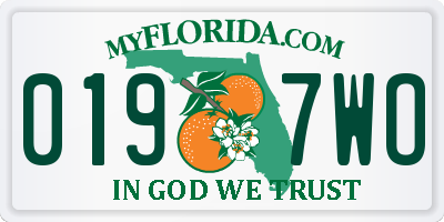 FL license plate 0197WO