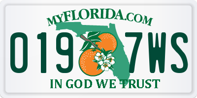 FL license plate 0197WS