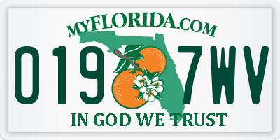 FL license plate 0197WV