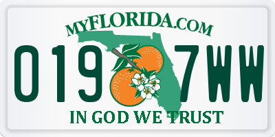 FL license plate 0197WW
