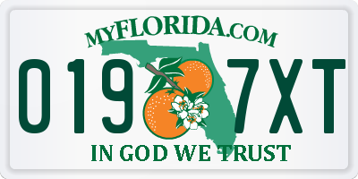 FL license plate 0197XT