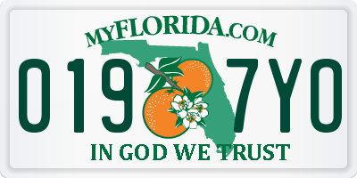FL license plate 0197YO