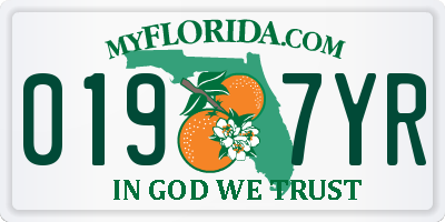 FL license plate 0197YR