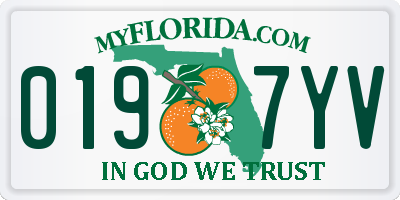 FL license plate 0197YV
