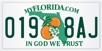 FL license plate 0198AJ