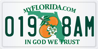 FL license plate 0198AM