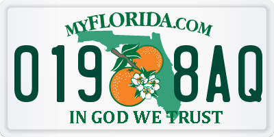 FL license plate 0198AQ