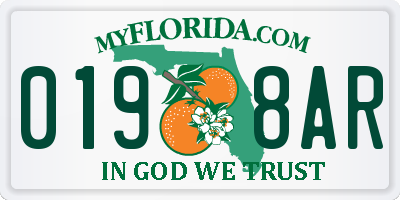 FL license plate 0198AR