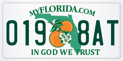 FL license plate 0198AT