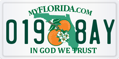 FL license plate 0198AY