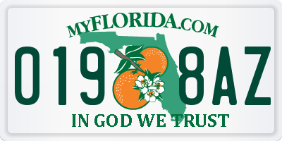 FL license plate 0198AZ