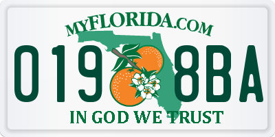 FL license plate 0198BA